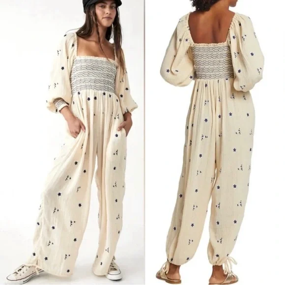 Free people dahlia embroidered jumpsuit - Picture 2 of 7